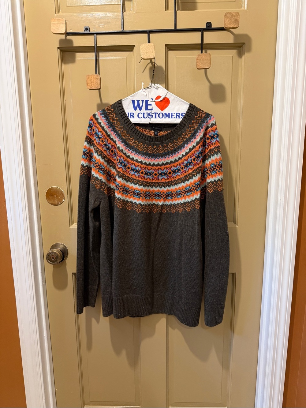 Talbots Dark Brown Fair Isle Sweater
